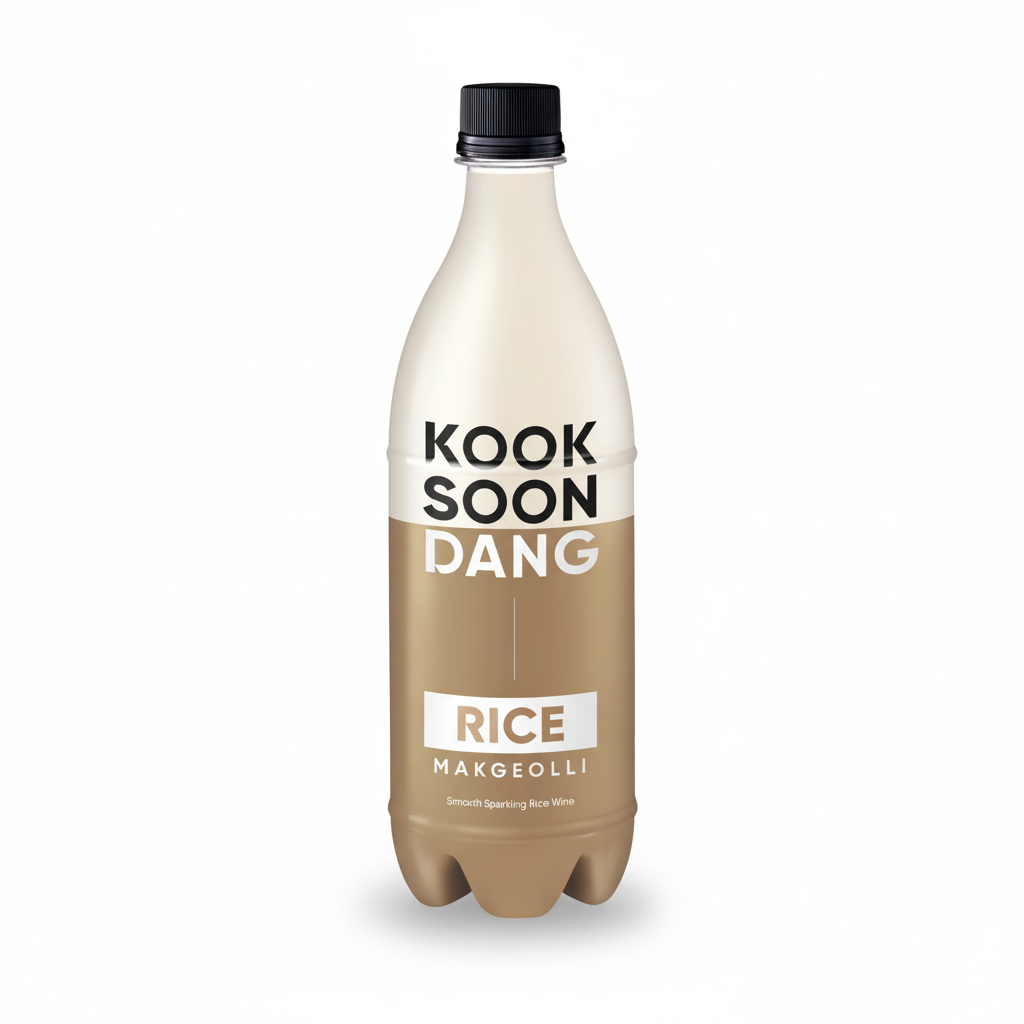 Kooksoondang Rice Makgeolli 750ml with soft natural drop shadow on white background