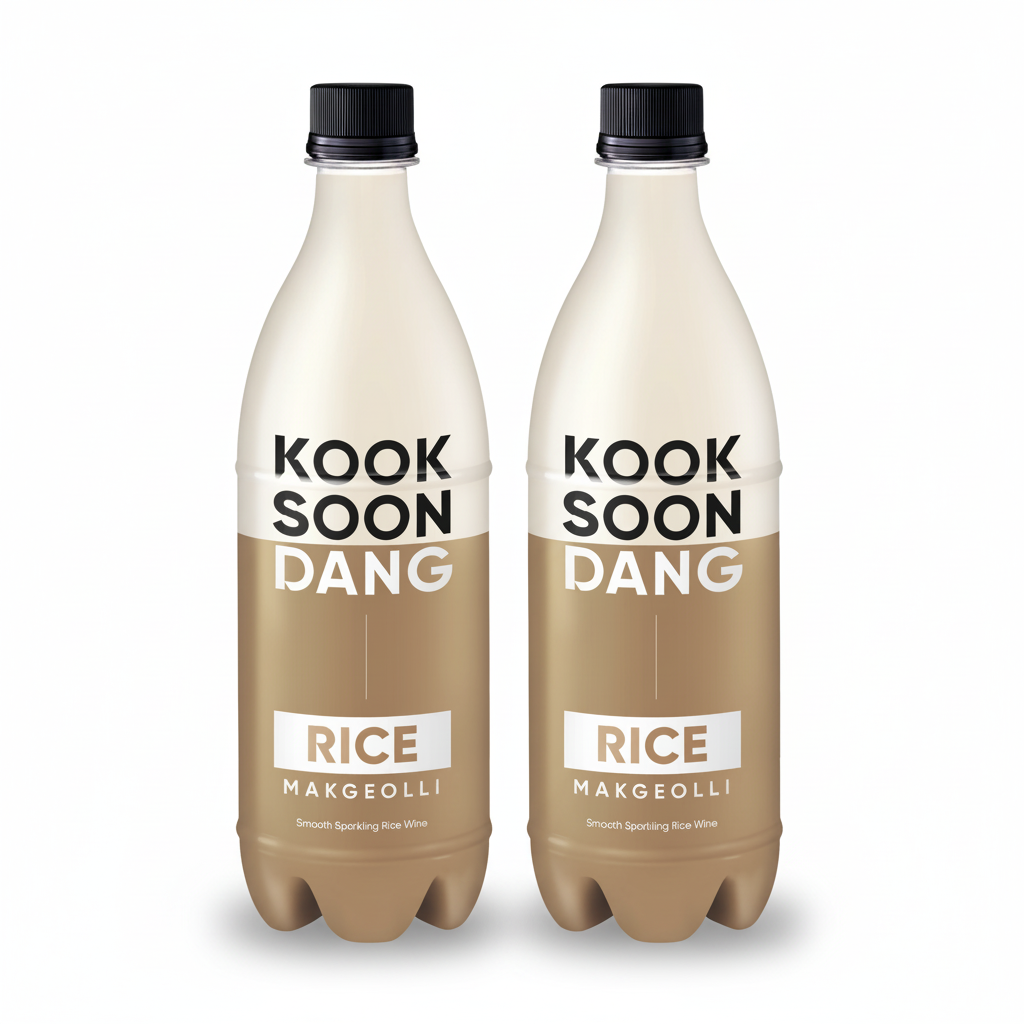 Kooksoondang Rice Makgeolli 750ml 2 bottles twinpack with soft natural drop shadow