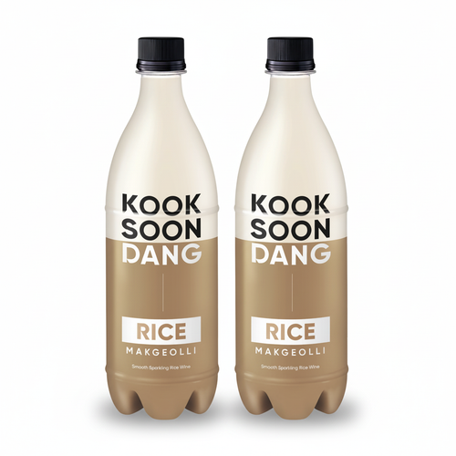 Kooksoondang Rice Makgeolli 750ml 2 bottles twinpack with soft natural drop shadow